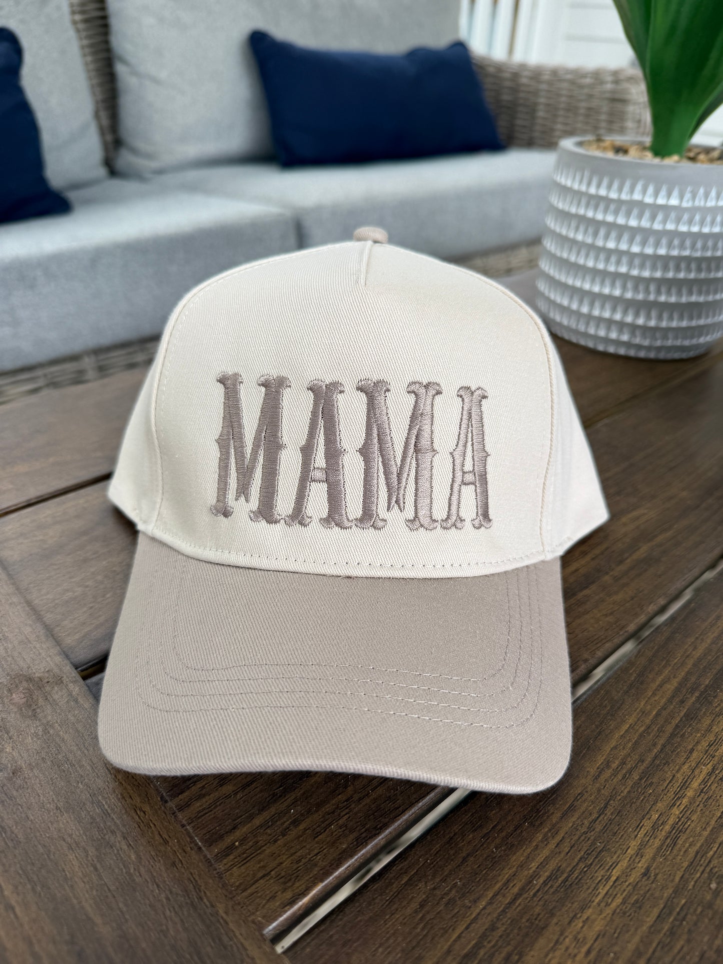 "MAMA" Embroidered Two Tone Baseball Cap