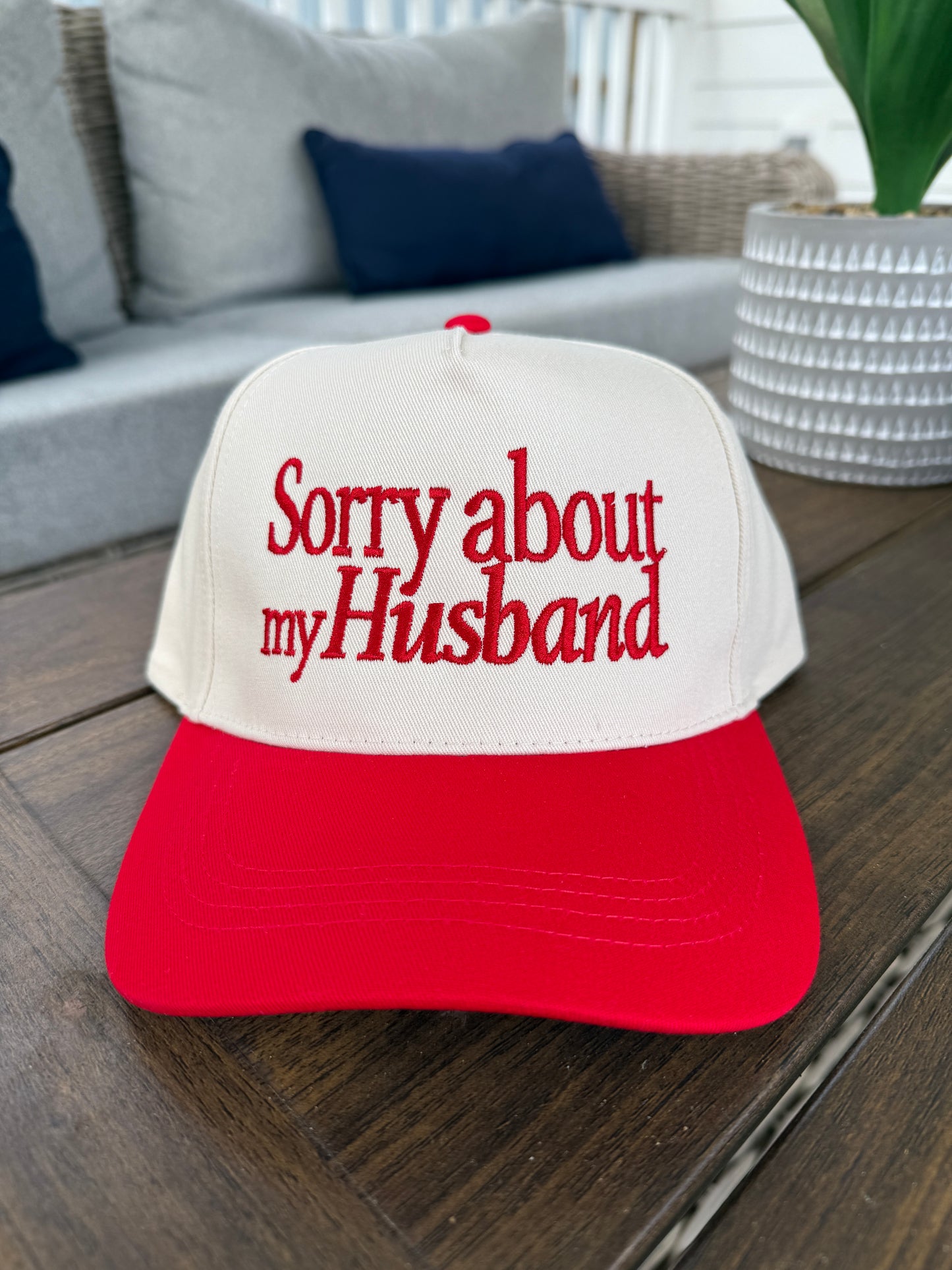 'Sorry about my Husband' Embroidered Two Tone Baseball Cap