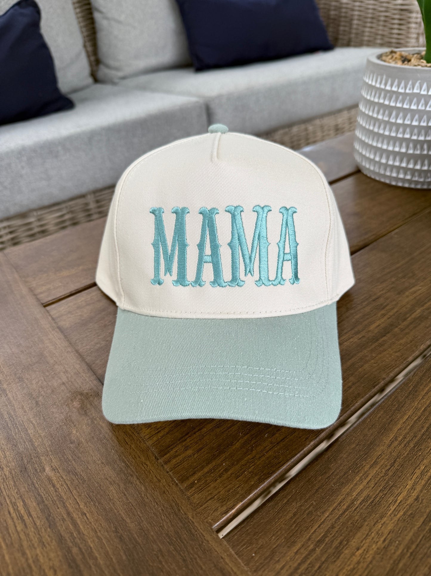 "MAMA" Embroidered Two Tone Baseball Cap
