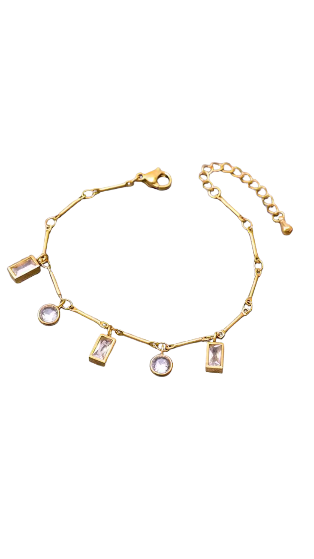 Stainless Drop Charm Necklace and Bracelet