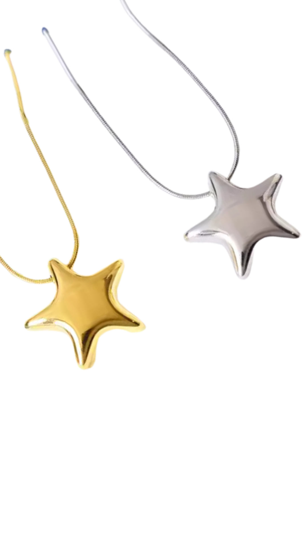 Stainless Puffy Star Necklace