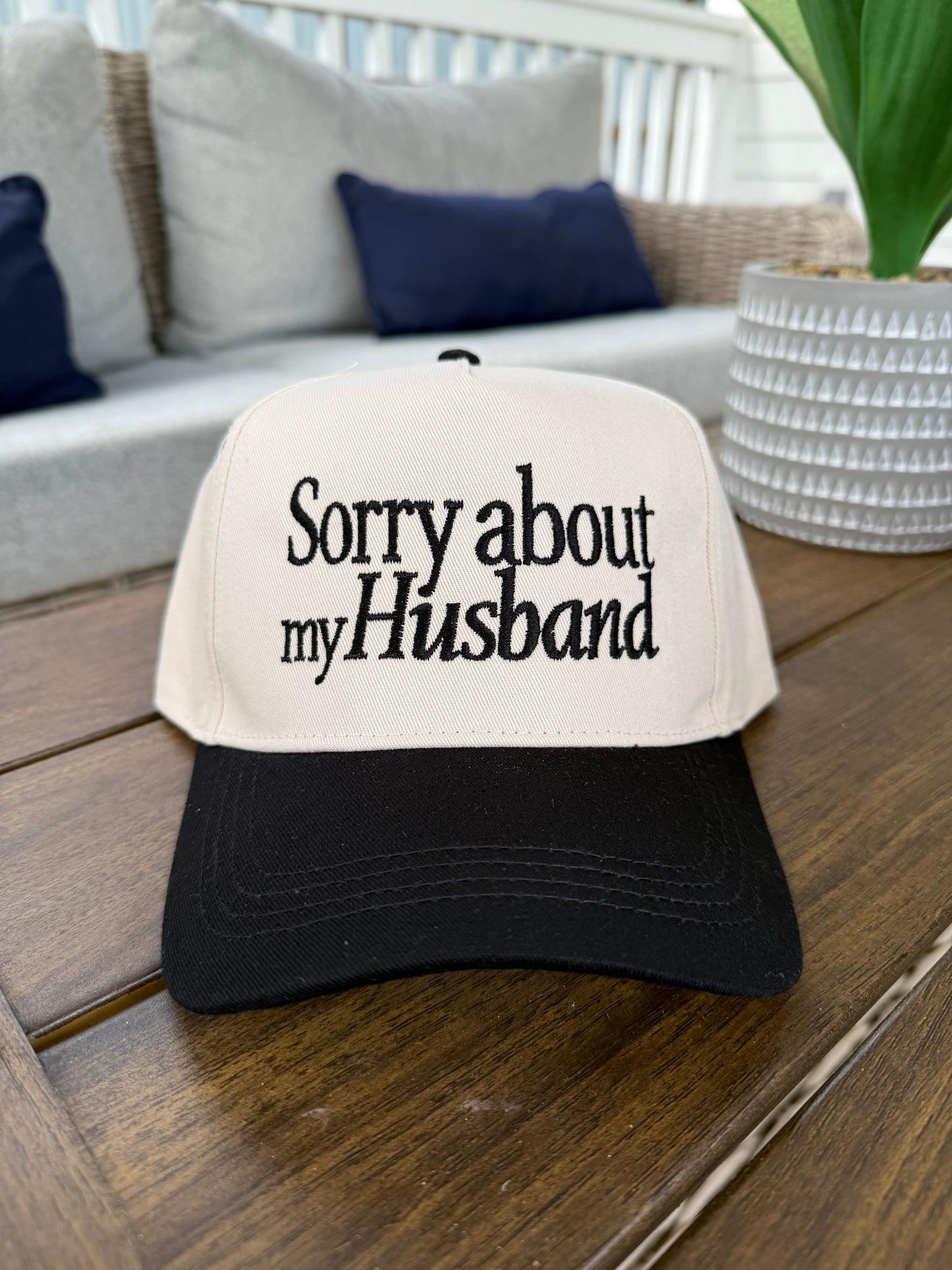 'Sorry about my Husband' Embroidered Two Tone Baseball Cap