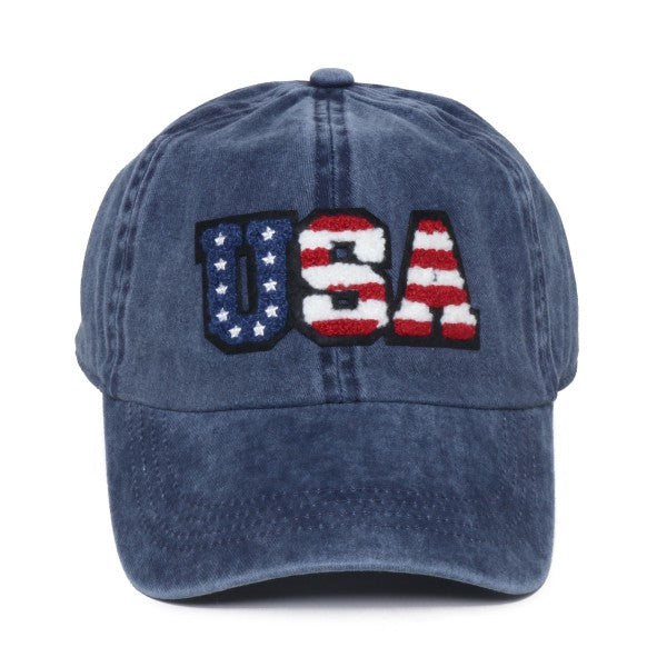 Chenille 'USA' Patch Baseball Cap