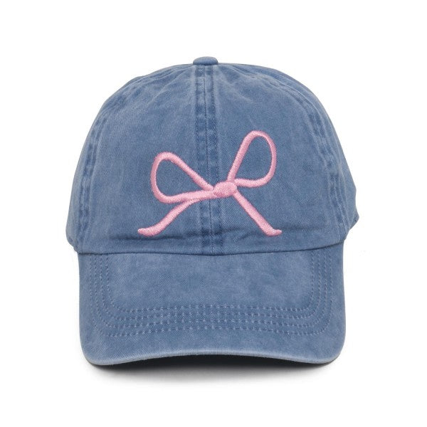 Embroidered Bow Baseball Cap