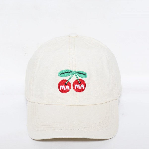 Mama Cherries Embroidered Baseball Cap