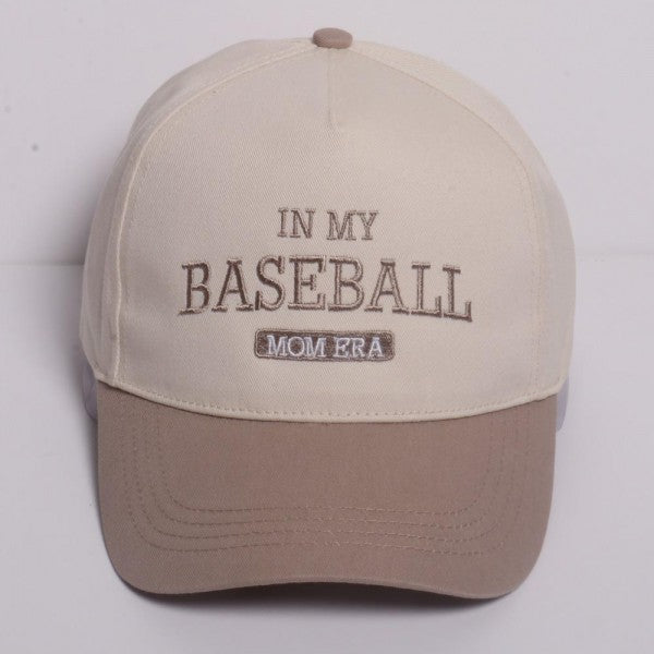 "In My Baseball Mom Era" Embroidered Two Tone Baseball Cap