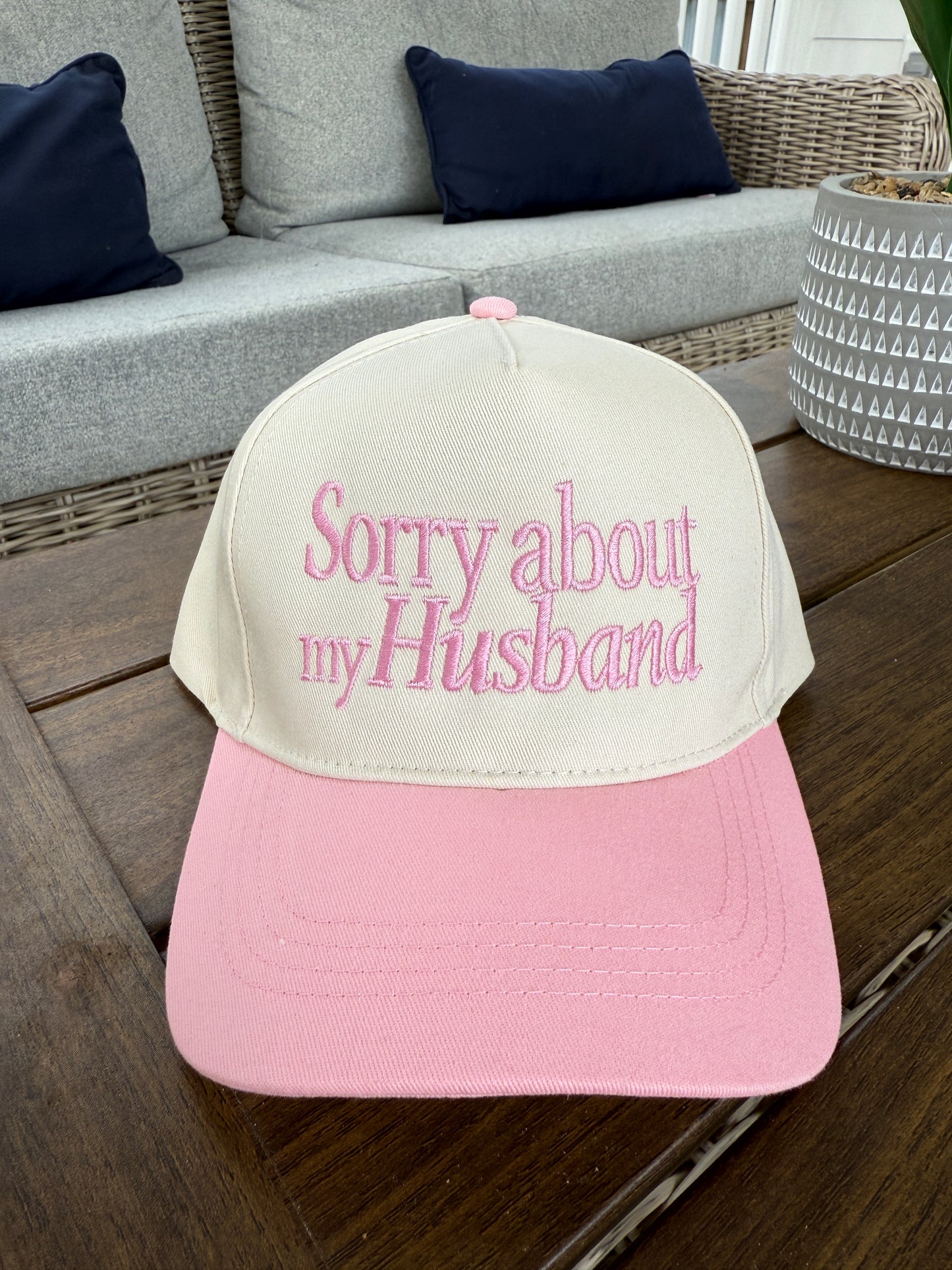'Sorry about my Husband' Embroidered Two Tone Baseball Cap