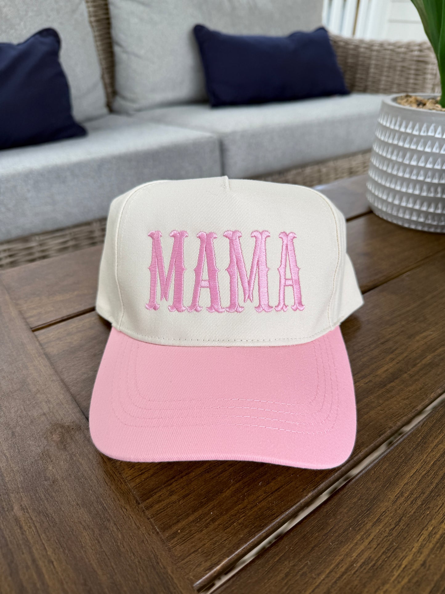 "MAMA" Embroidered Two Tone Baseball Cap
