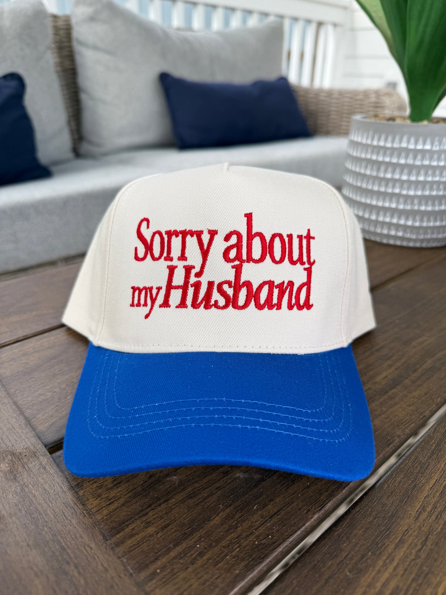 'Sorry about my Husband' Embroidered Two Tone Baseball Cap