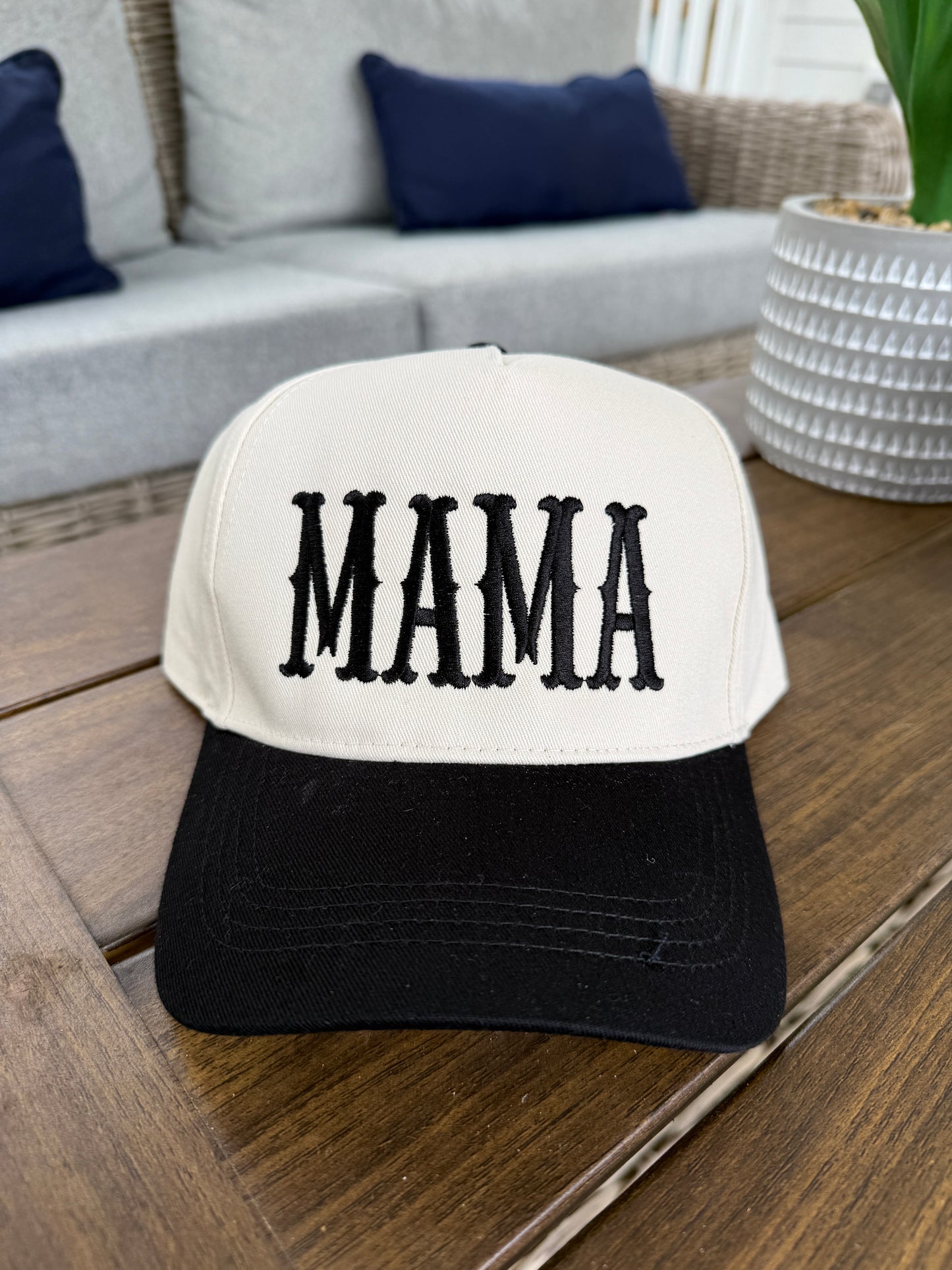 "MAMA" Embroidered Two Tone Baseball Cap