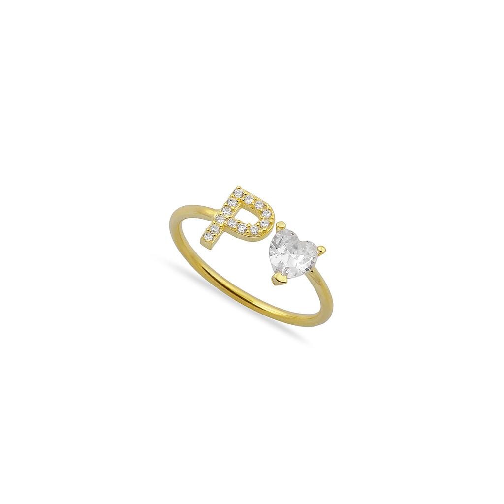 Water Resistant Custom Heart Initial Ring (Adjustable) – 2313
