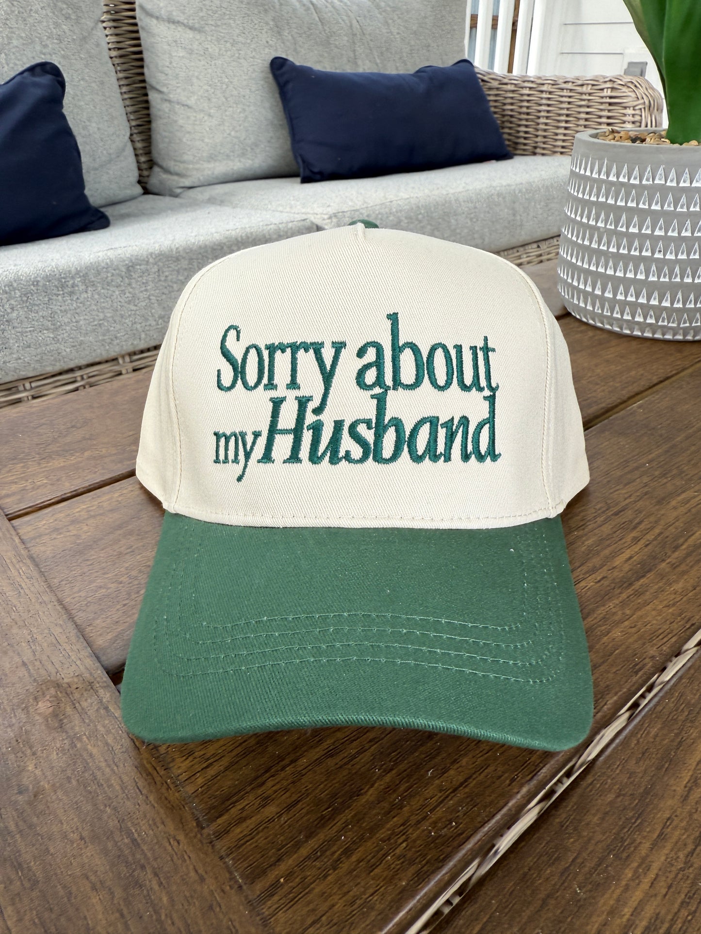 'Sorry about my Husband' Embroidered Two Tone Baseball Cap