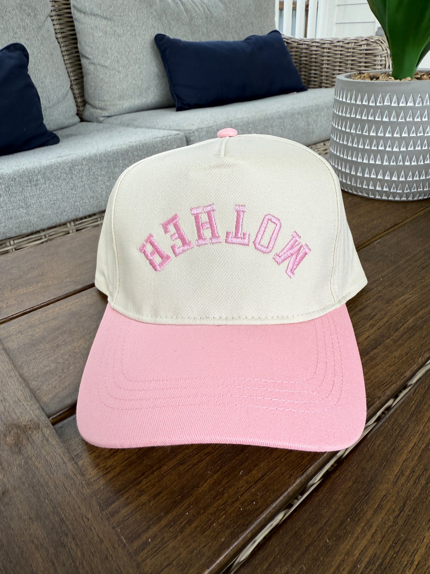 Upside Down "MOTHER" Embroidered Two Tone Baseball Cap