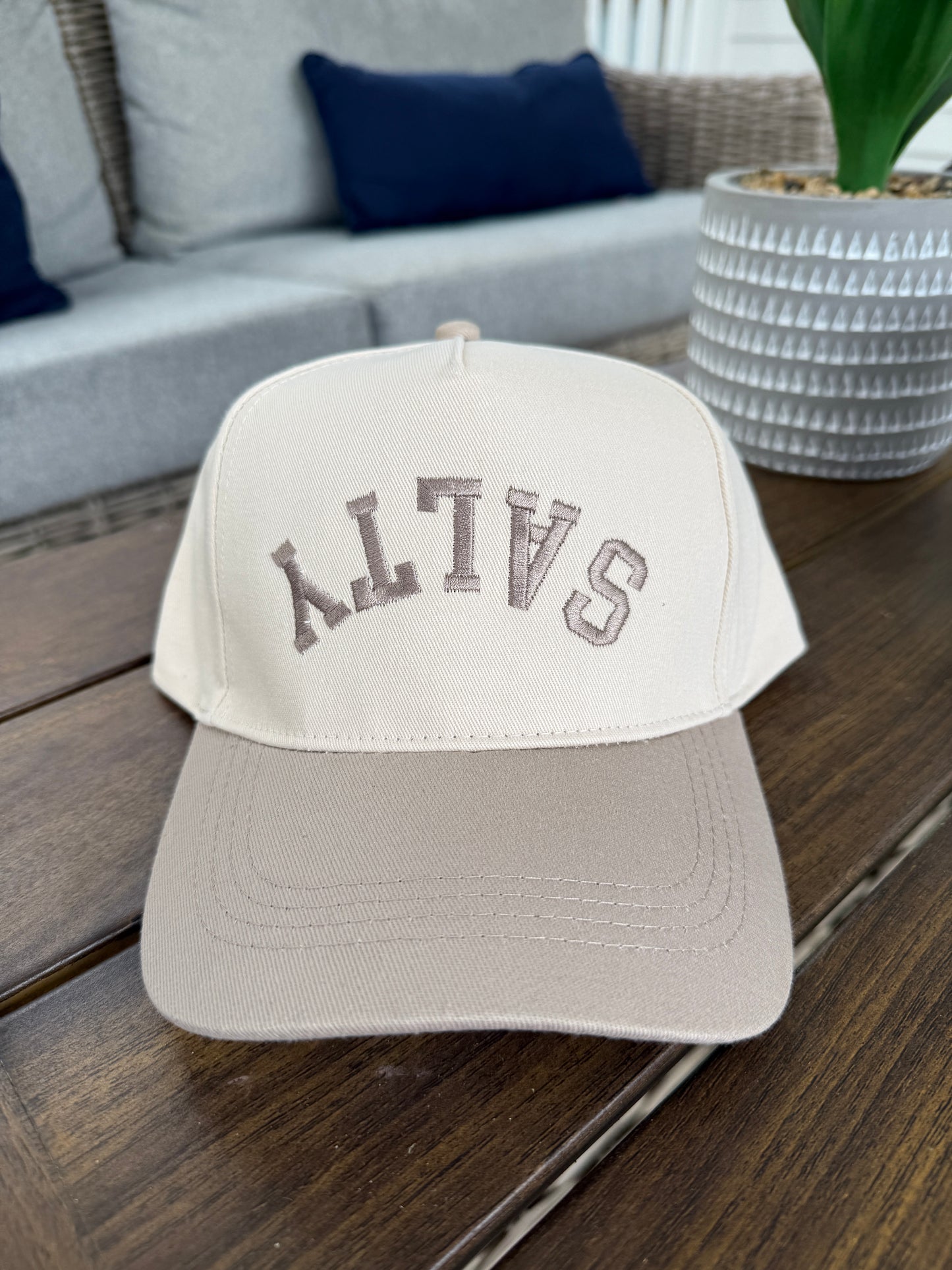 Upside Down 'Salty' Embroidered Two Tone Baseball Cap