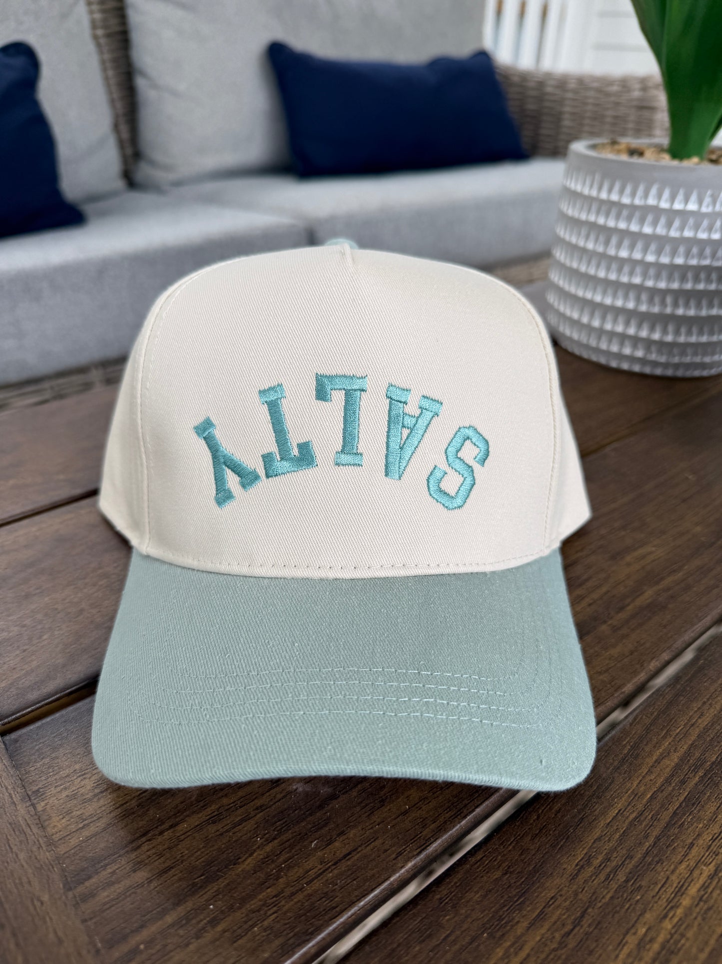 Upside Down 'Salty' Embroidered Two Tone Baseball Cap