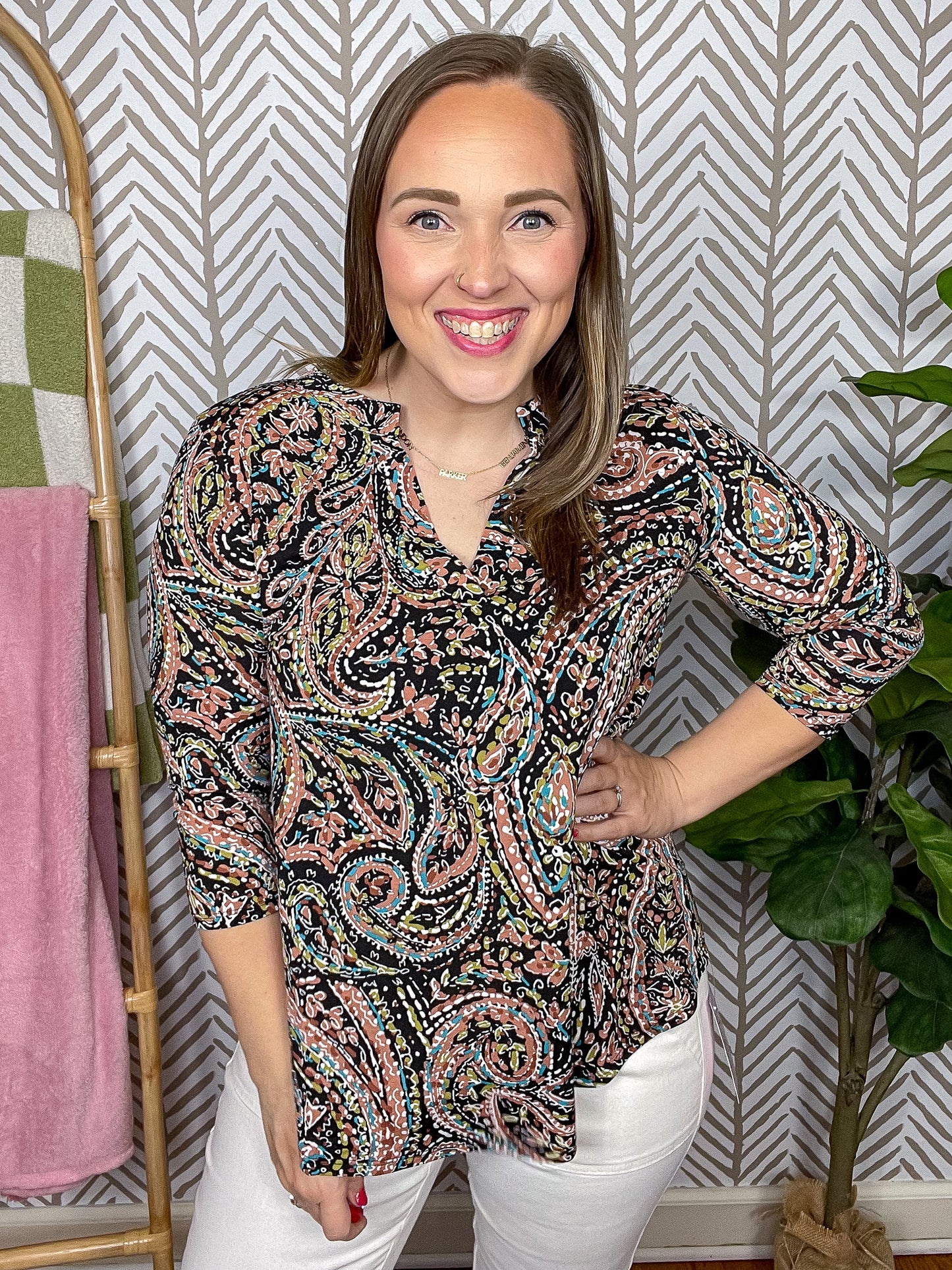 I Think Different Top Teal Paisley