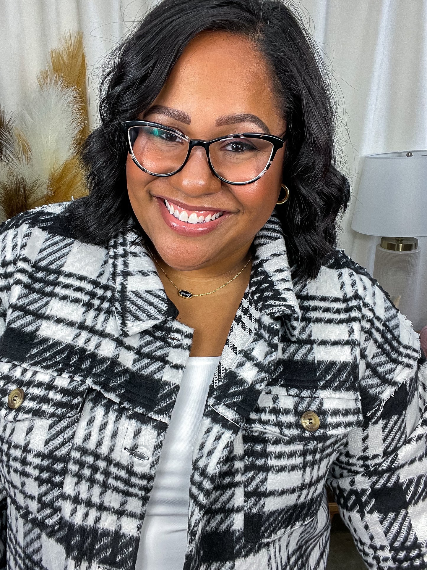 Kate Plaid Jacket in Black & White