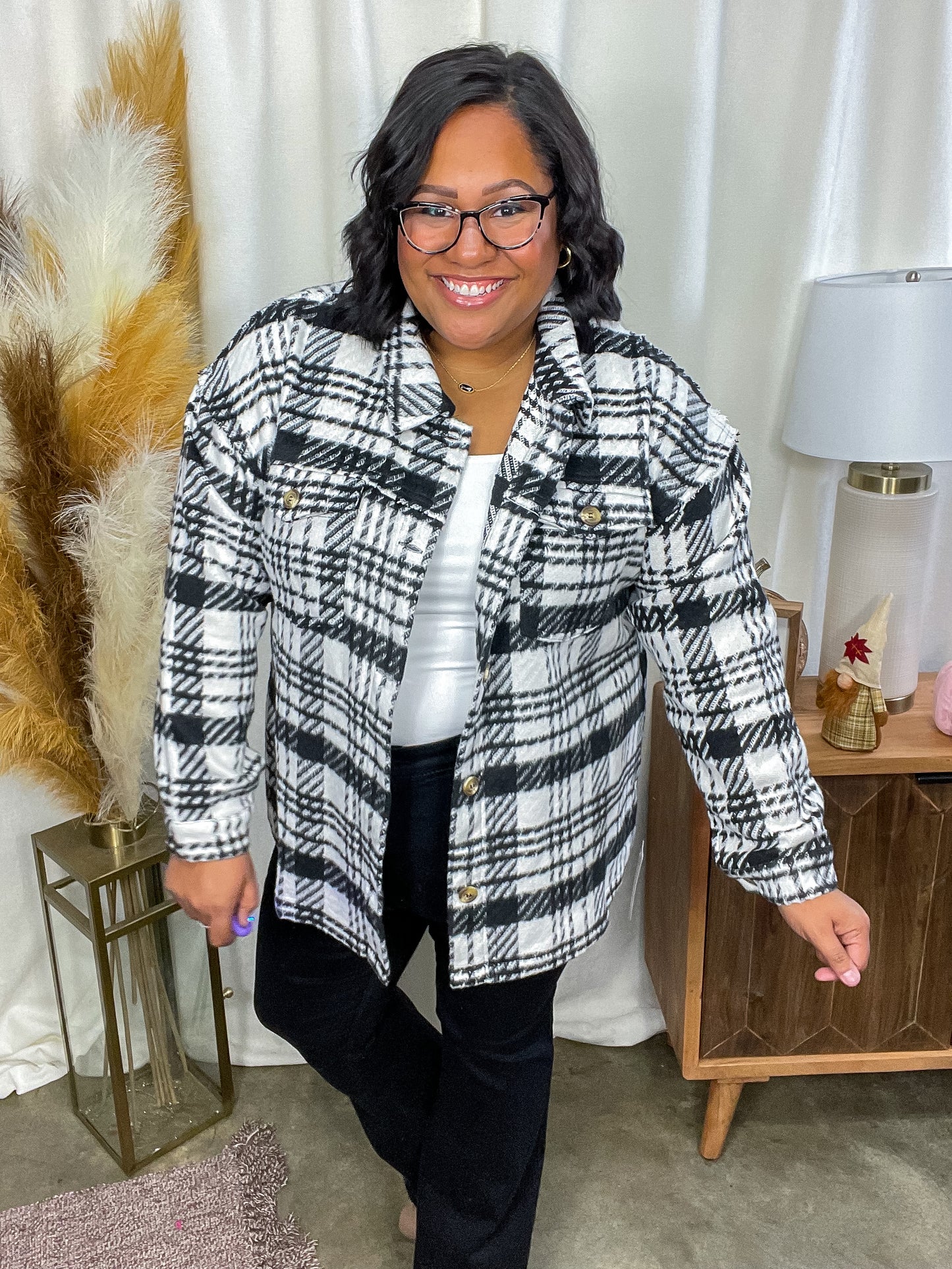 Kate Plaid Jacket in Black & White