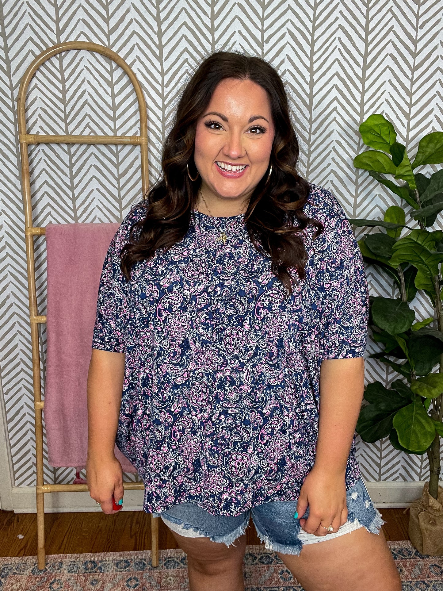 Essential Blouse in Navy Paisley