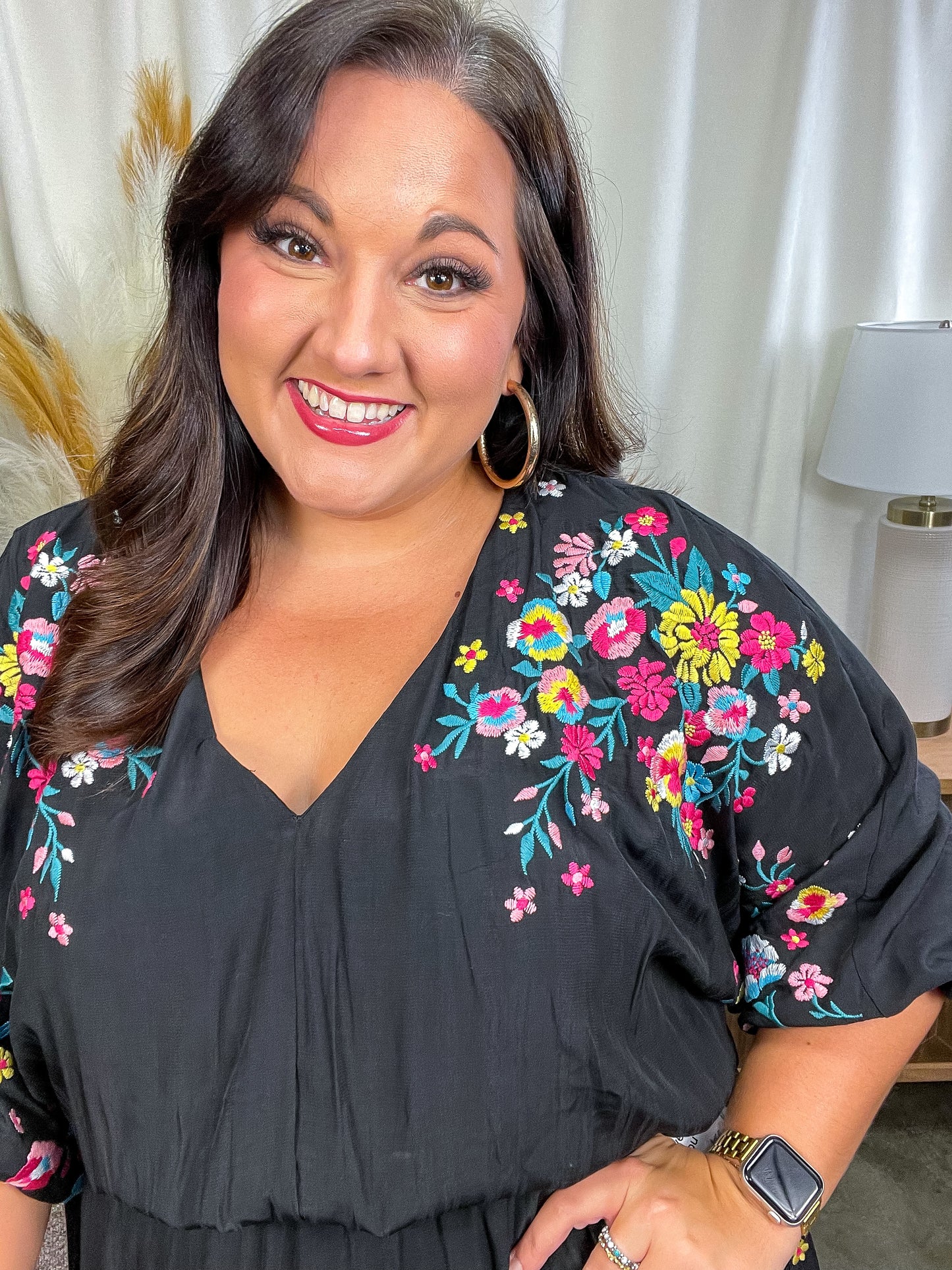 Happy To See You Floral Embroidered Dress