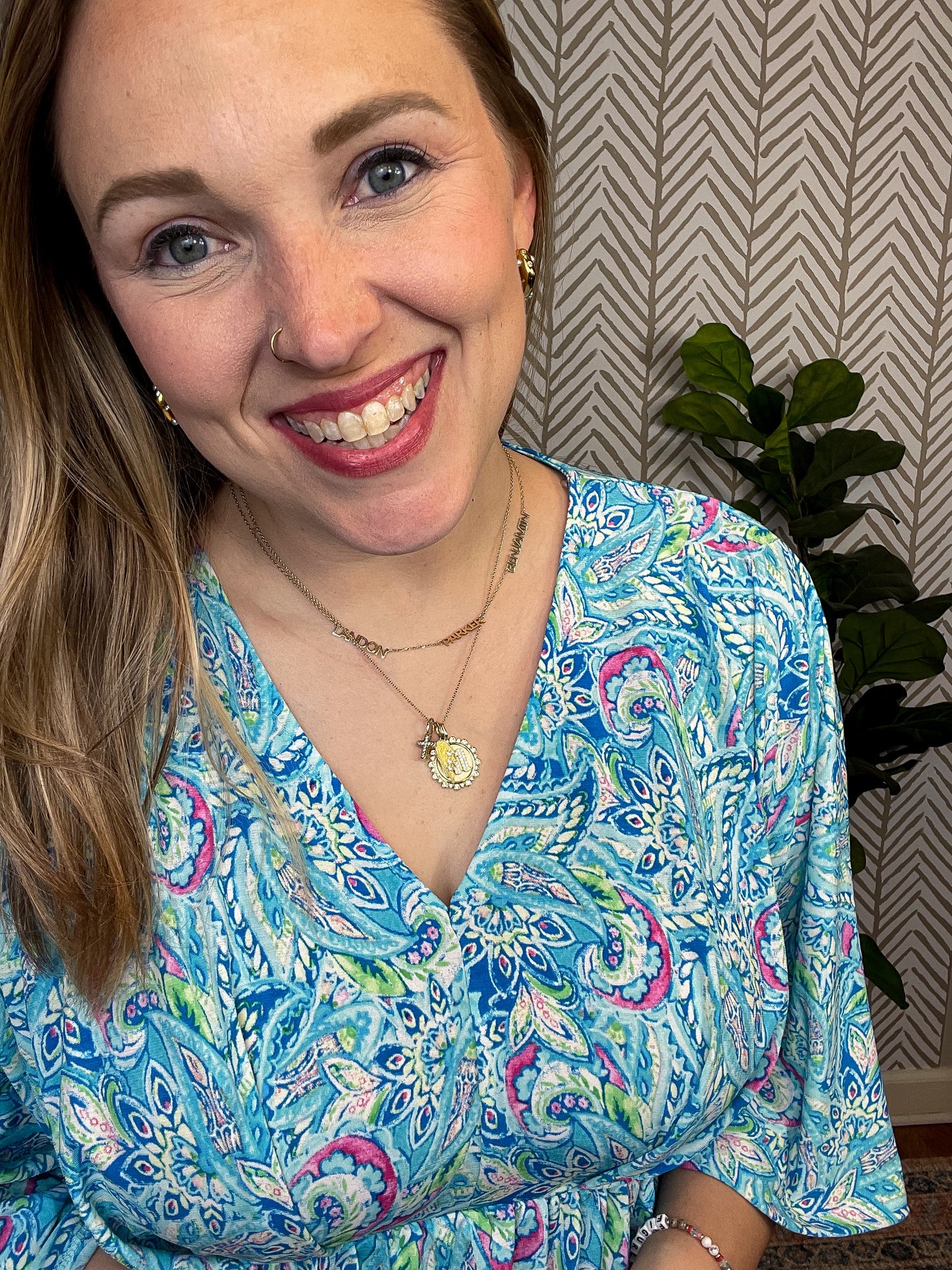 Dreamer Peplum Top in Blue and Teal Paisley