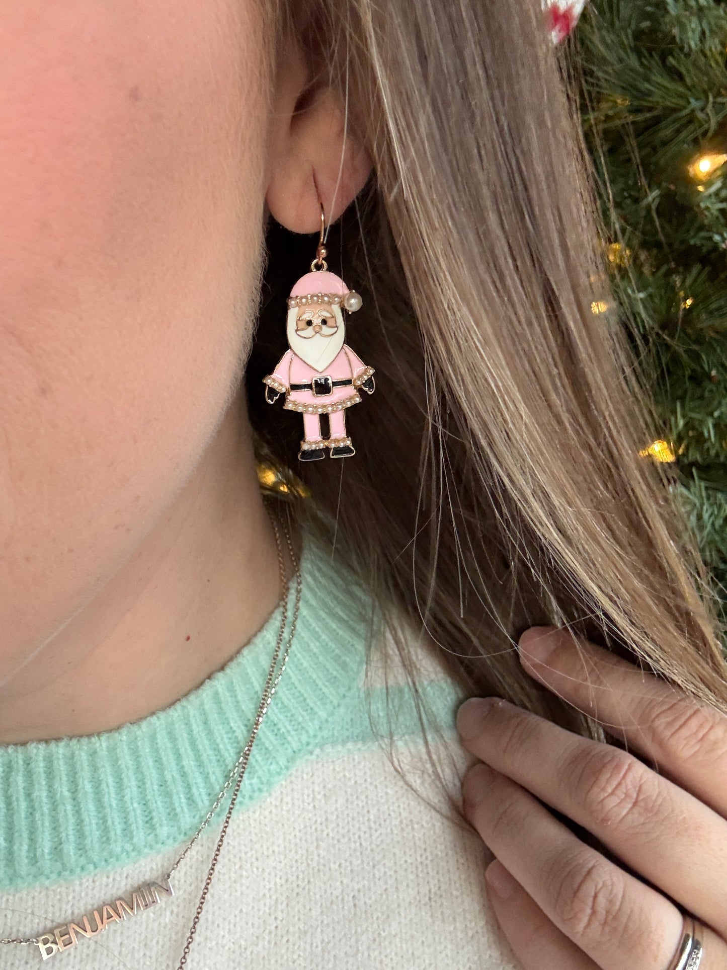 Pearl Detail Santa Earrings