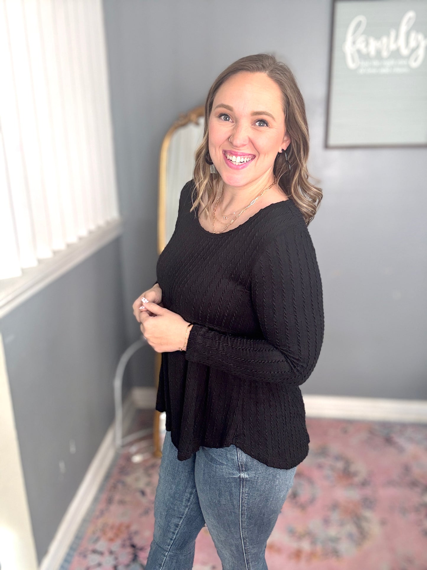 Black Ribbed Babydolly Top