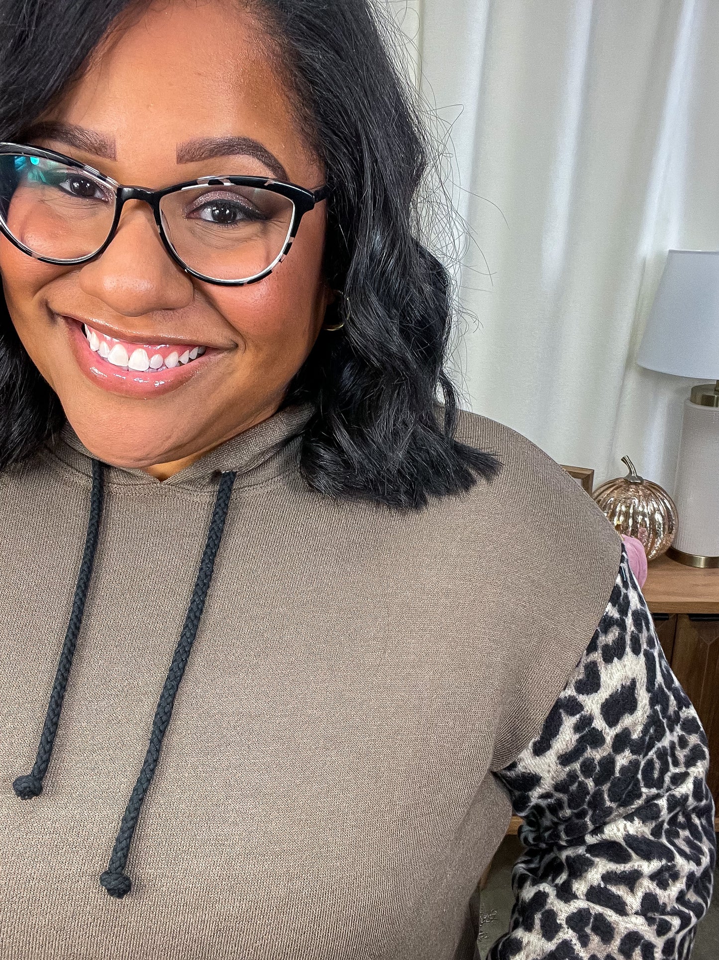 Here And There Leopard Print Hoodie