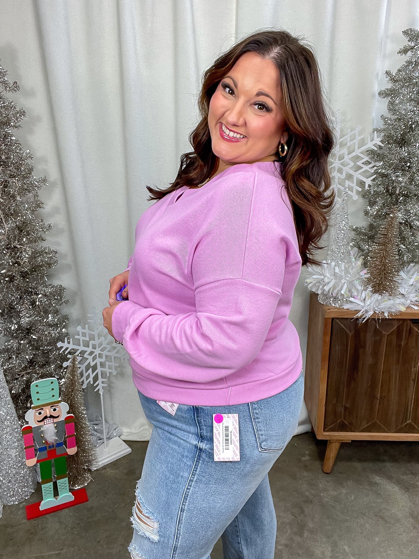 Totally Verified Long Sleeve V-Neck Top