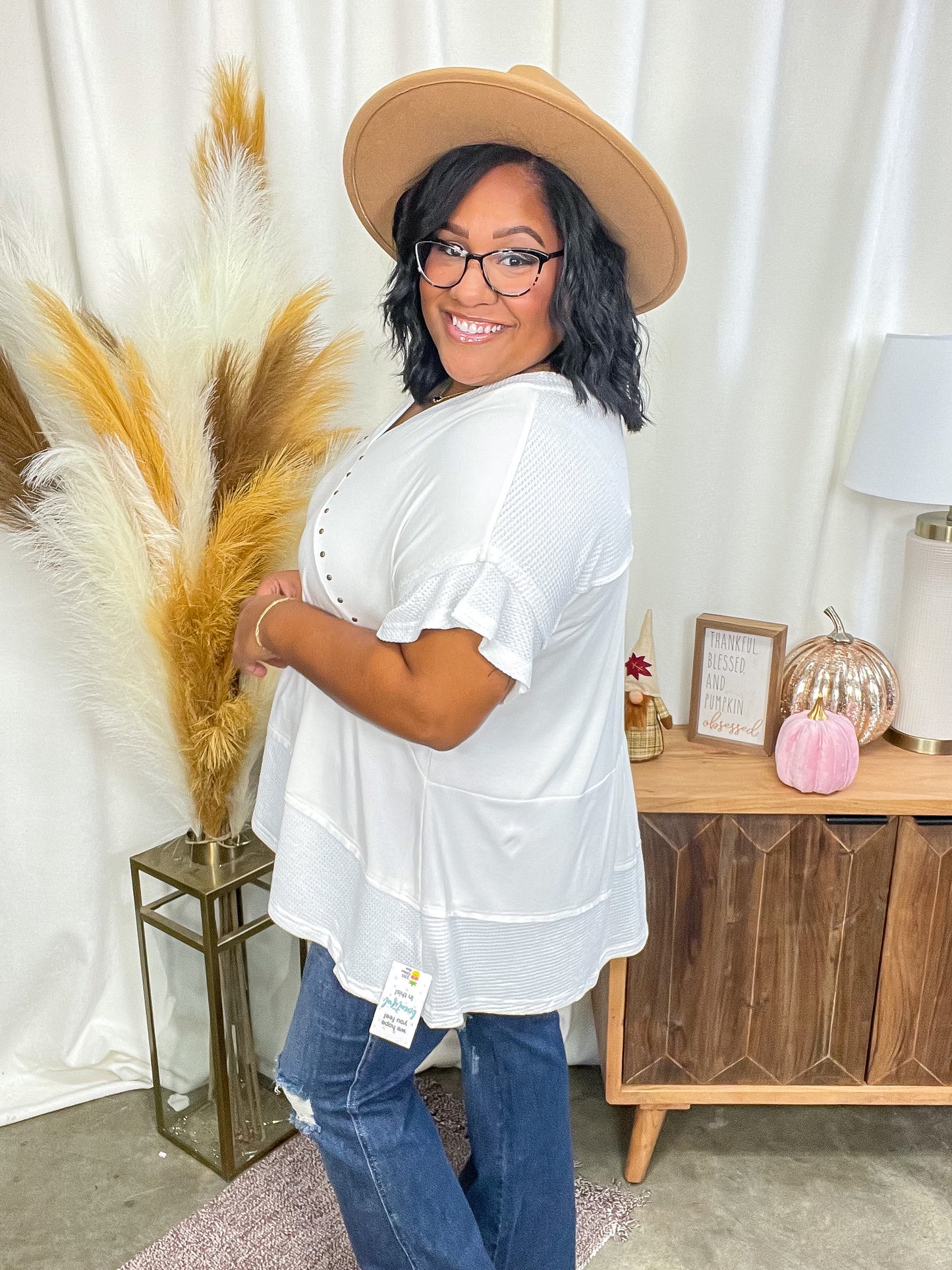 Giving In V Neck Spliced Top