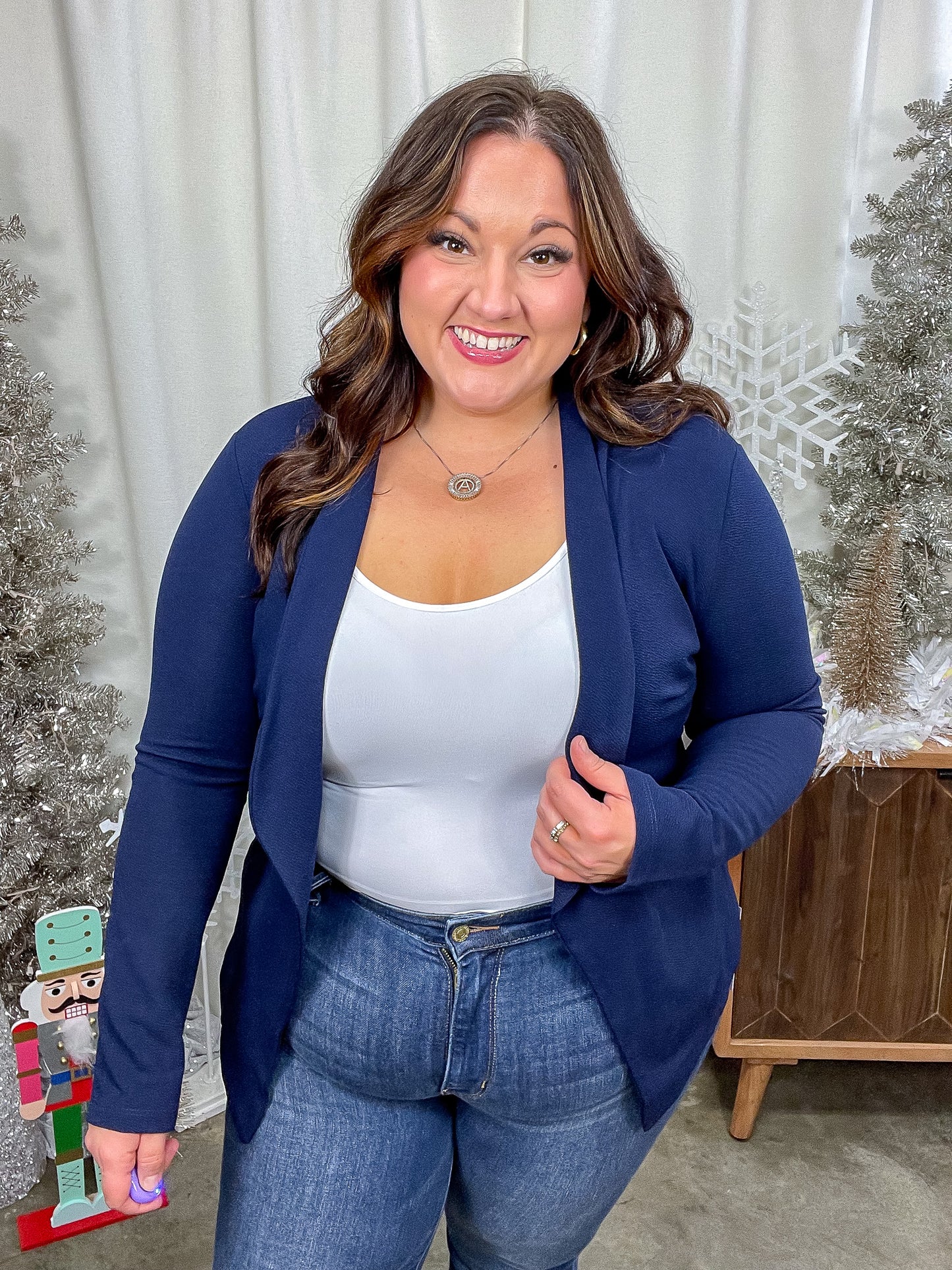 Fitted Blazer in Navy