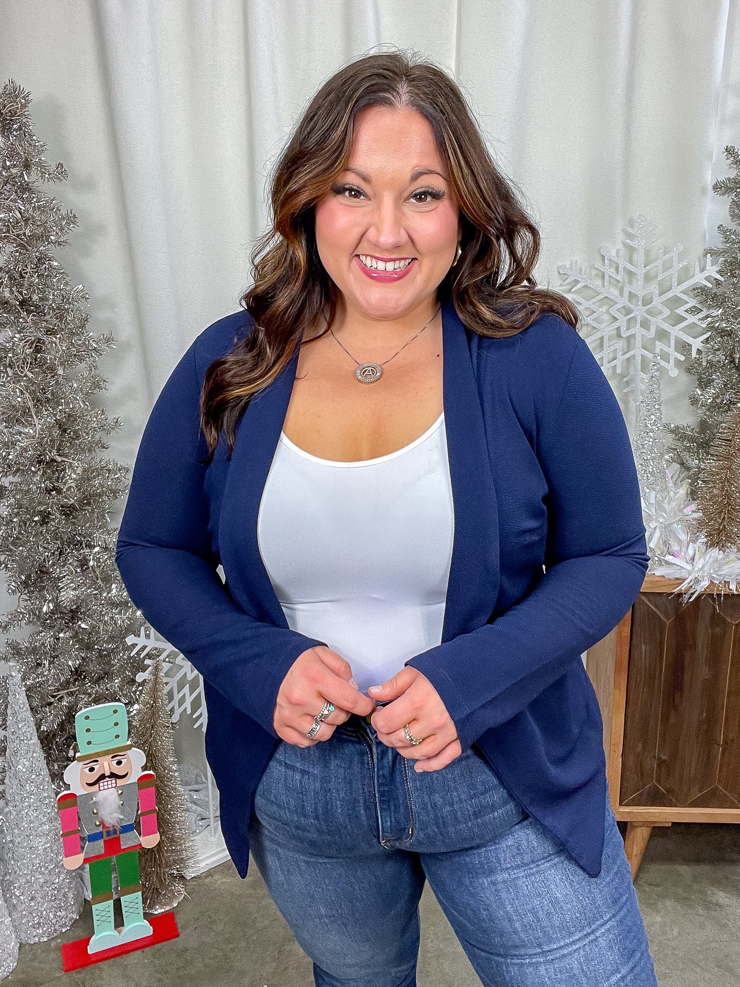 Fitted Blazer in Navy