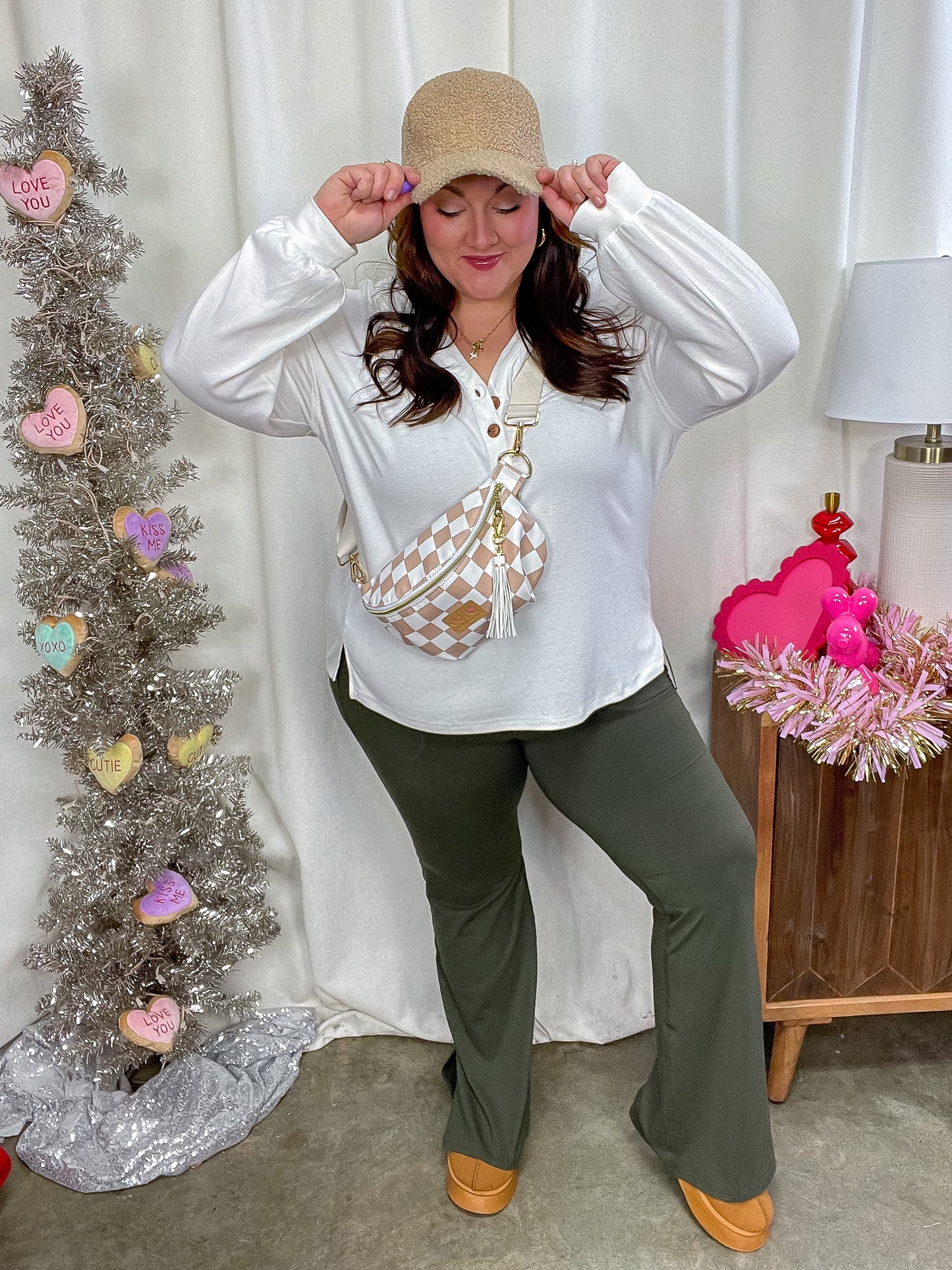 Happier Now Henley Hoodie in Ivory