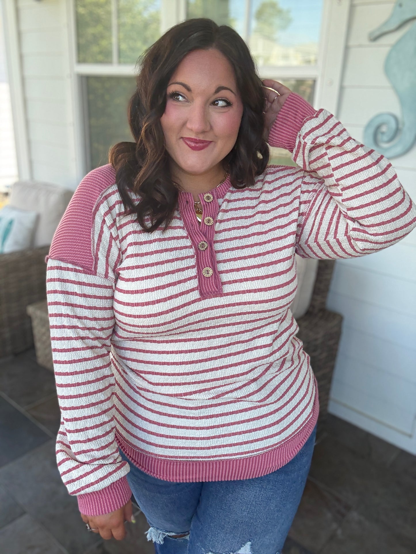 Mauve Striped Pullover