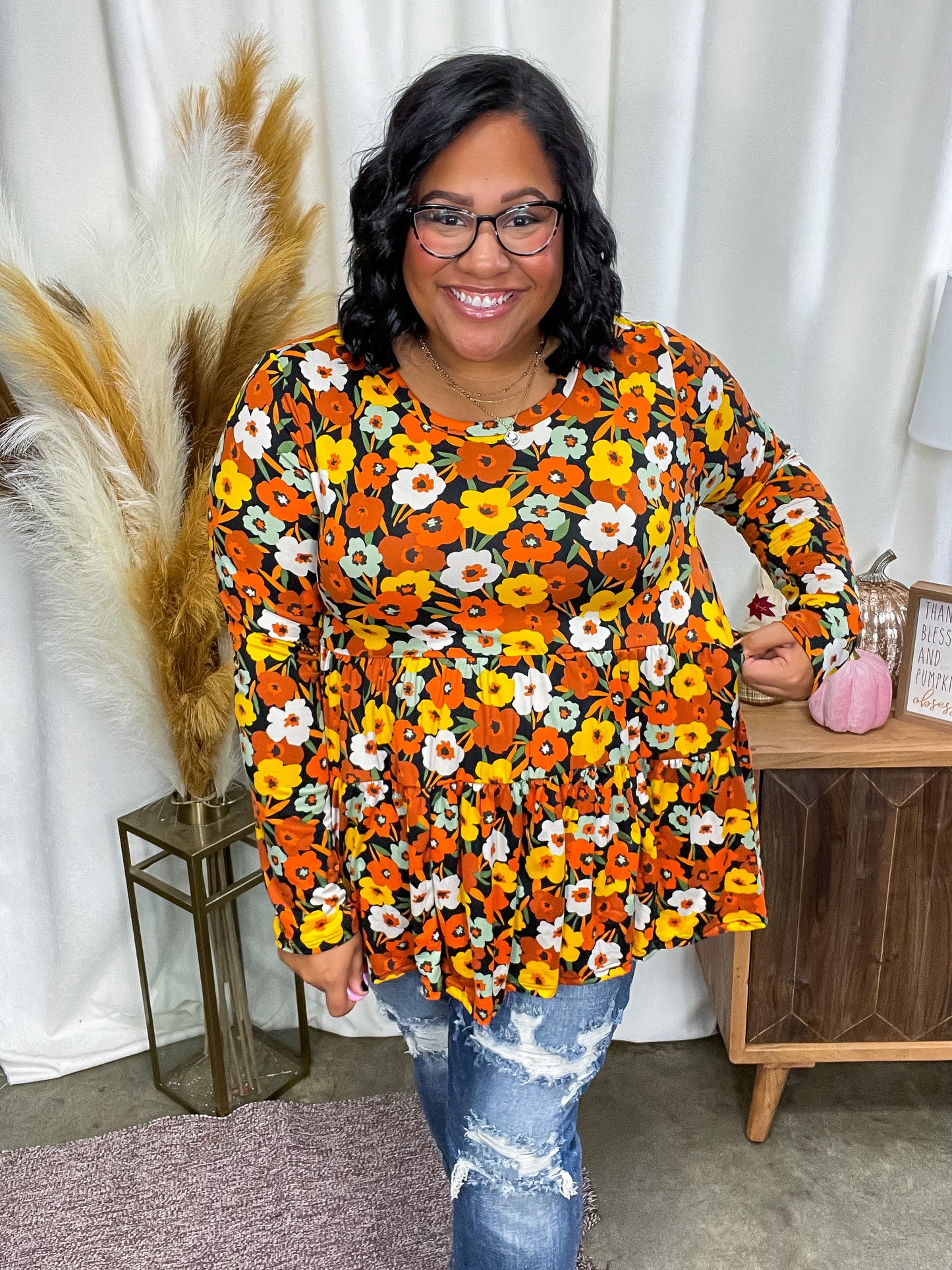 Let's Get Going Floral Babydoll Top