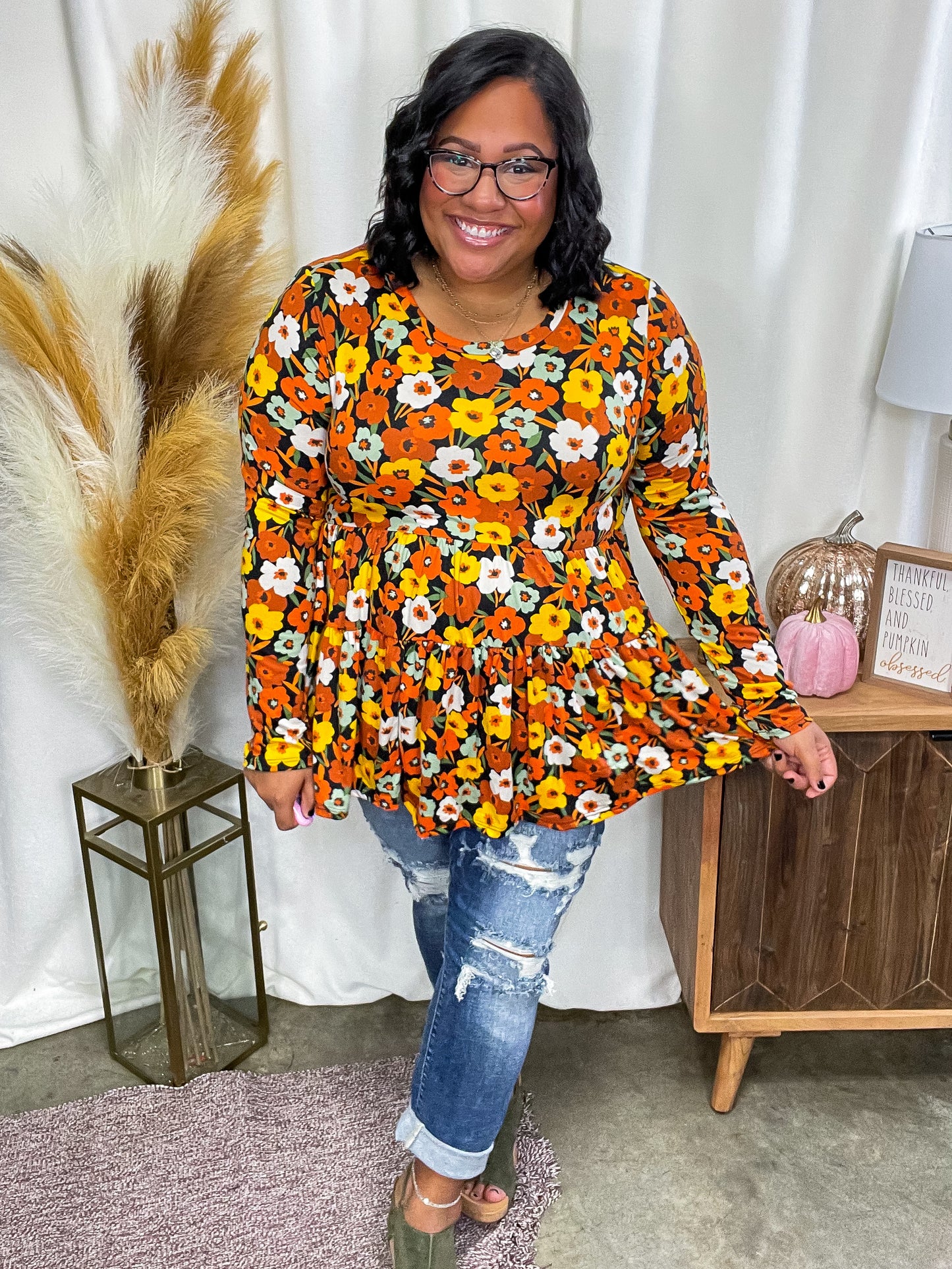 Let's Get Going Floral Babydoll Top
