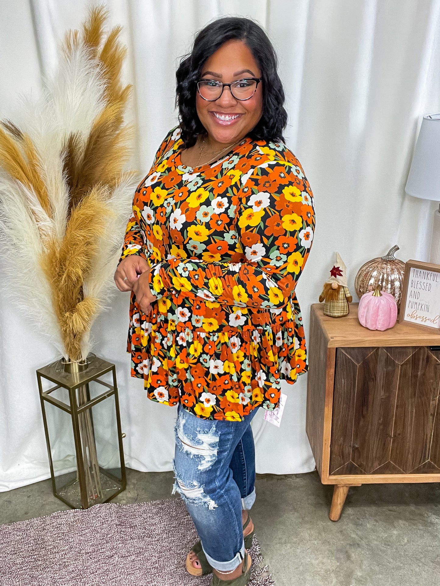 Let's Get Going Floral Babydoll Top