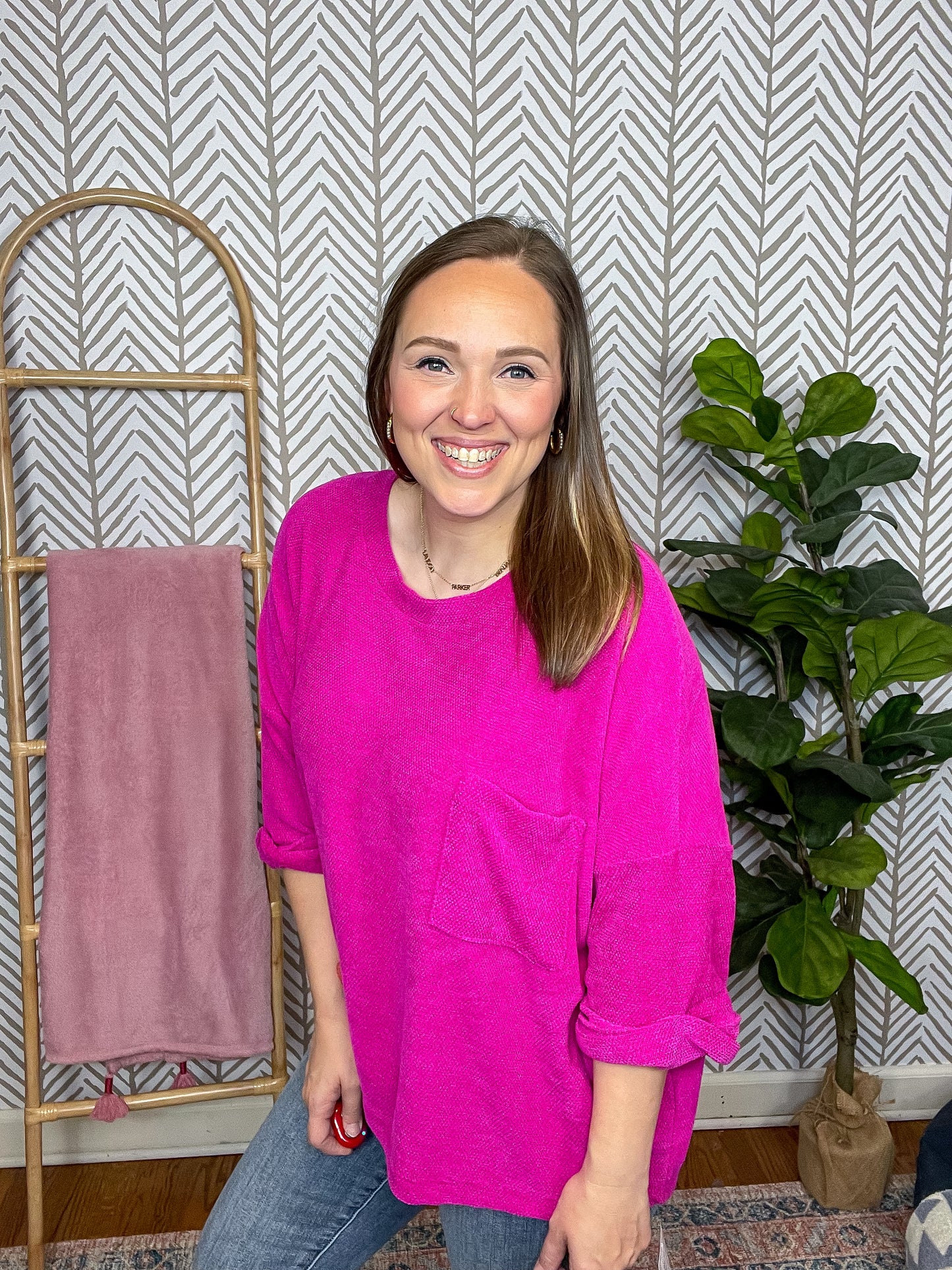 Pink Thoughts Chenille Blouse