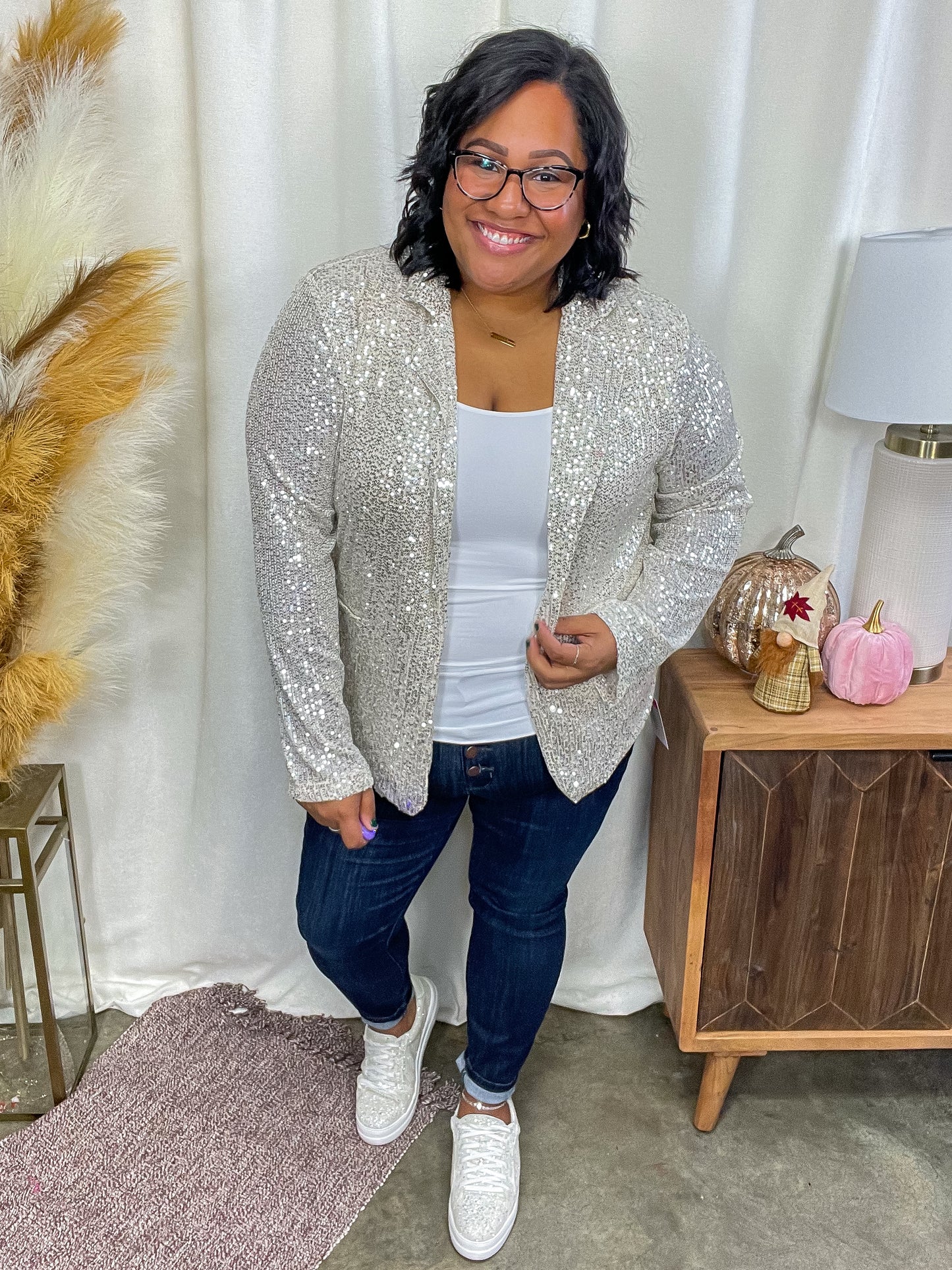 I Know You're Busy Sequin Blazer
