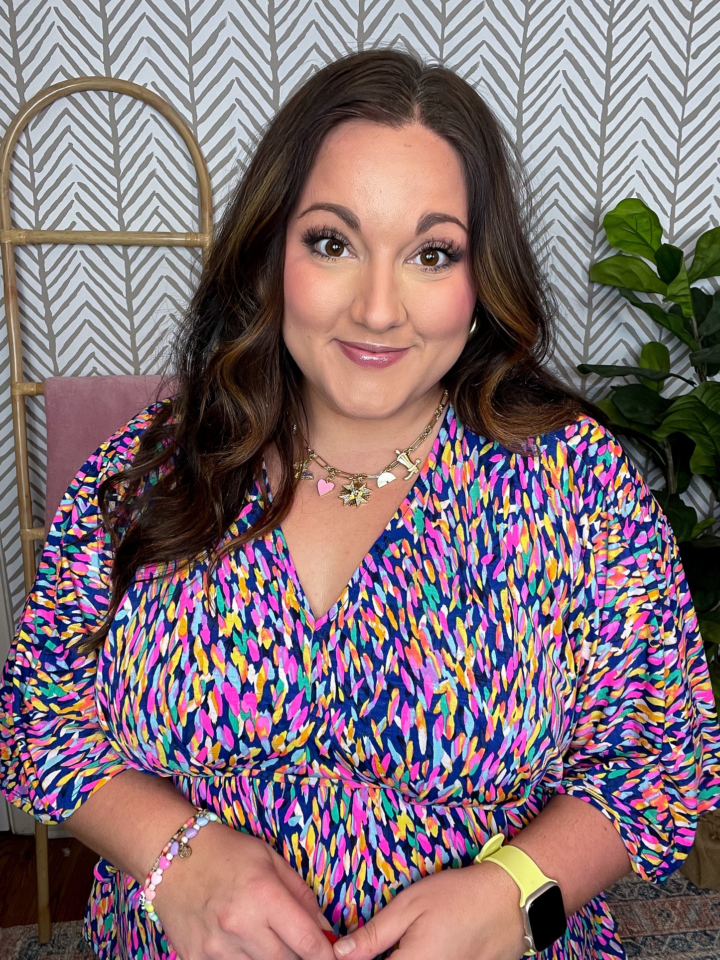 Dreamer Peplum Top in Painted Royal Multi