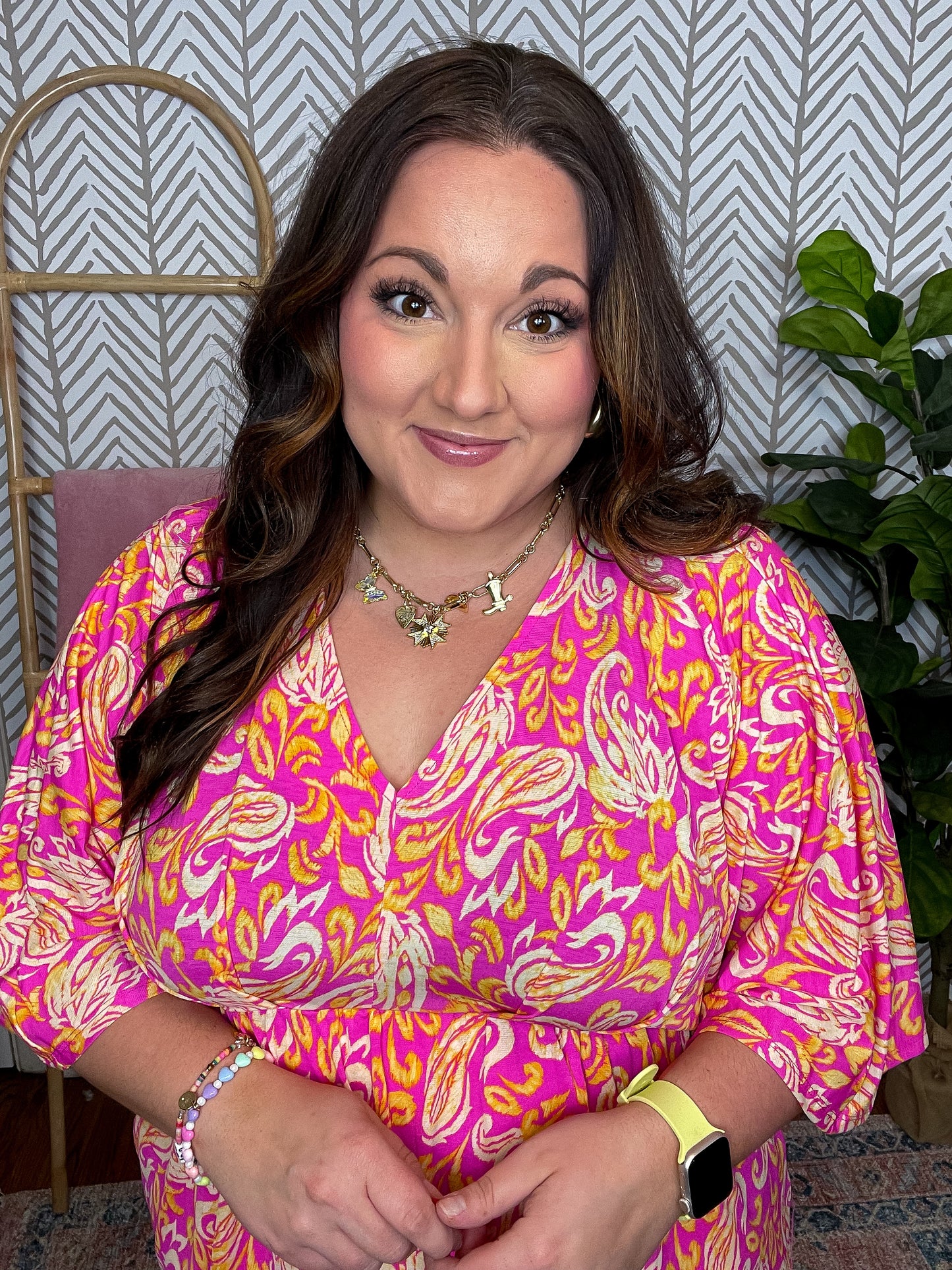 Dreamer Peplum Top in Pink Filigree