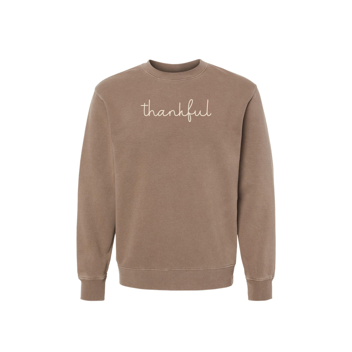 Thankful Script Pigment Dyed Crewneck Sweatshirt