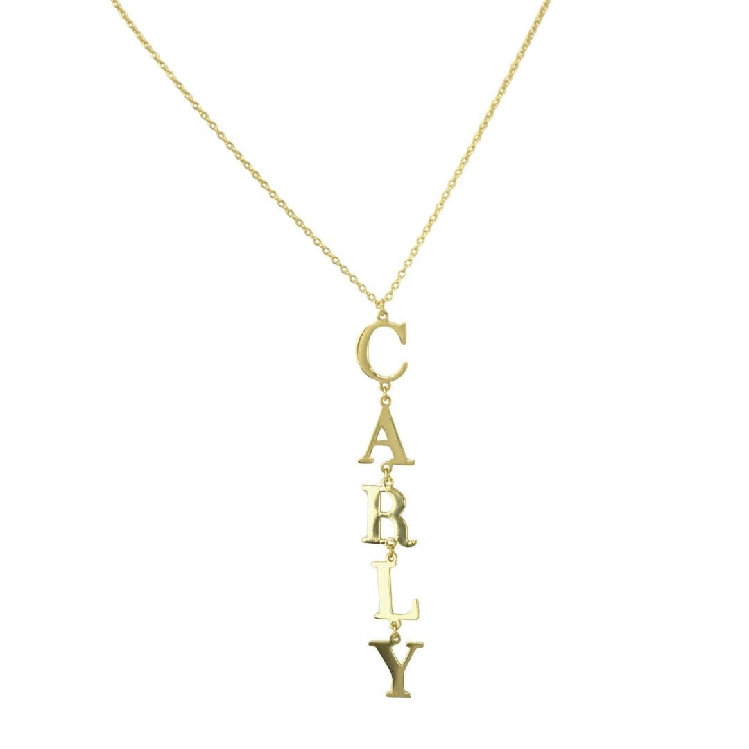 Custom Cleo Vertical Name Necklace - Water Resistant