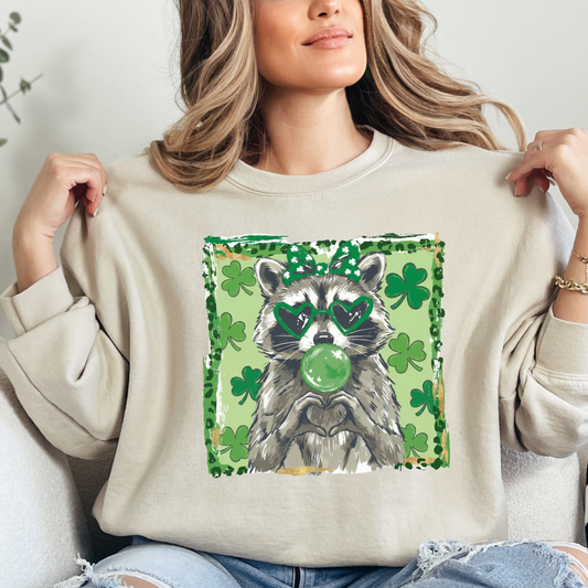 Shamrock Racoon Crewneck Sweatshirt