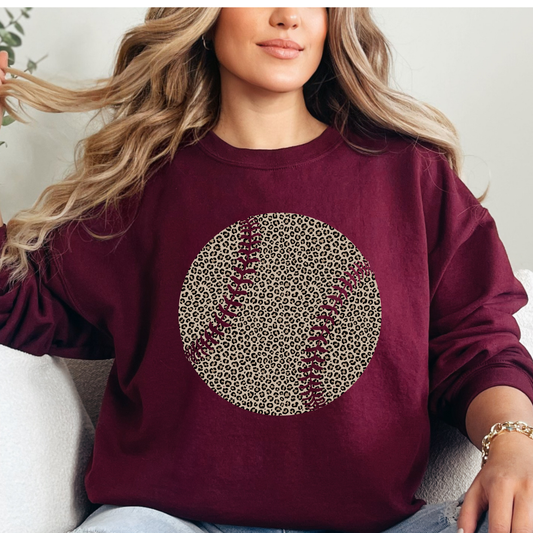 Leopard Baseball Crewneck Sweatshirt