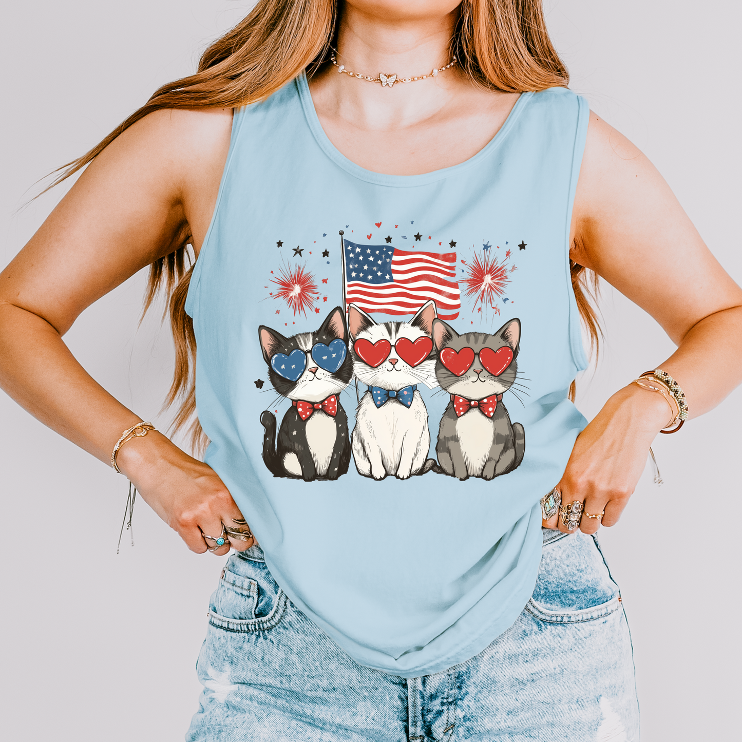 Patriotic Cats Comfort Colors Tank