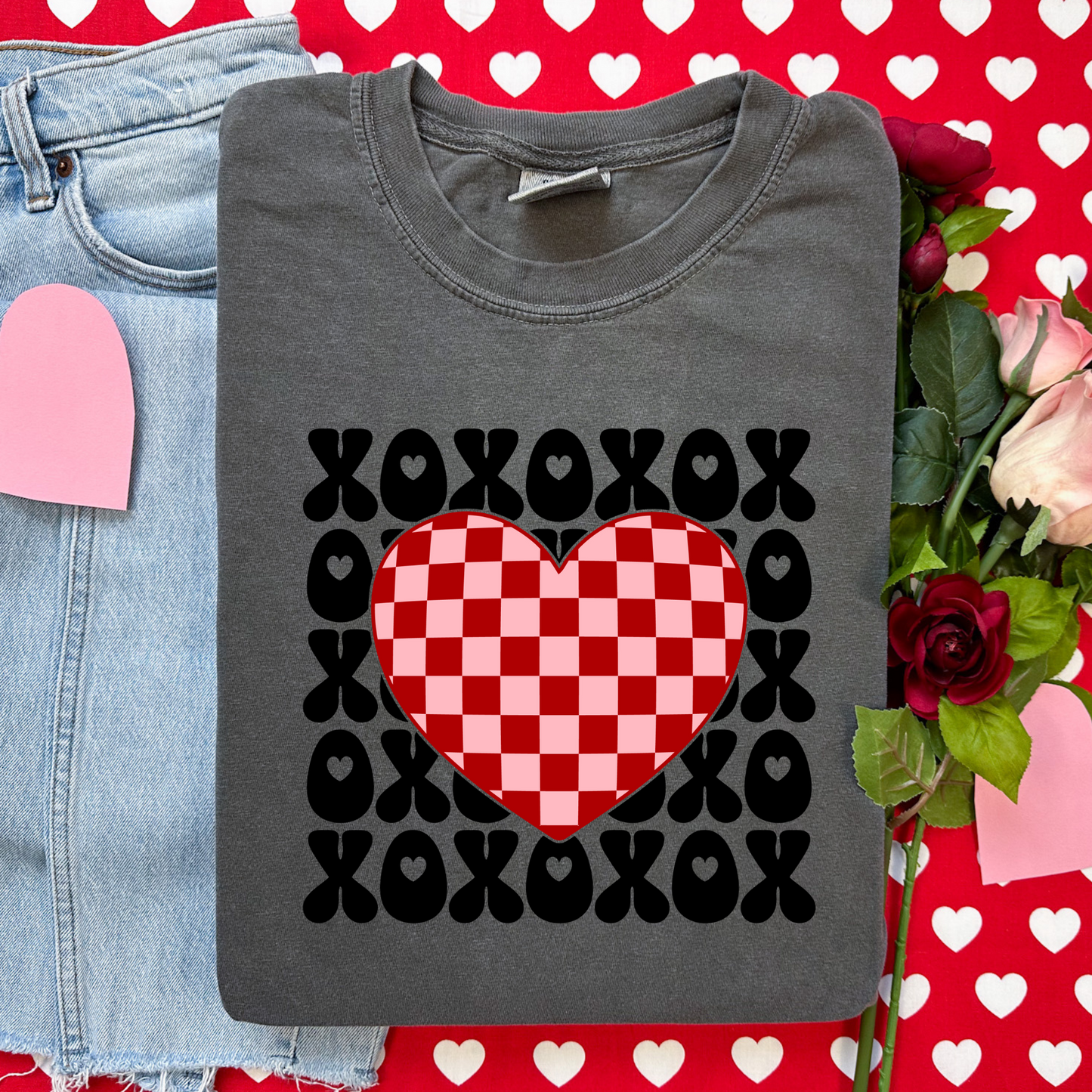 Checker Heart Comfort Colors Tee