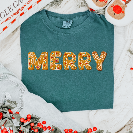 Gingerbread Merry Comfort Colors Tee