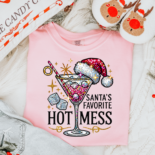 Santa's Favorite Hot Mess Comfort Colors Tee