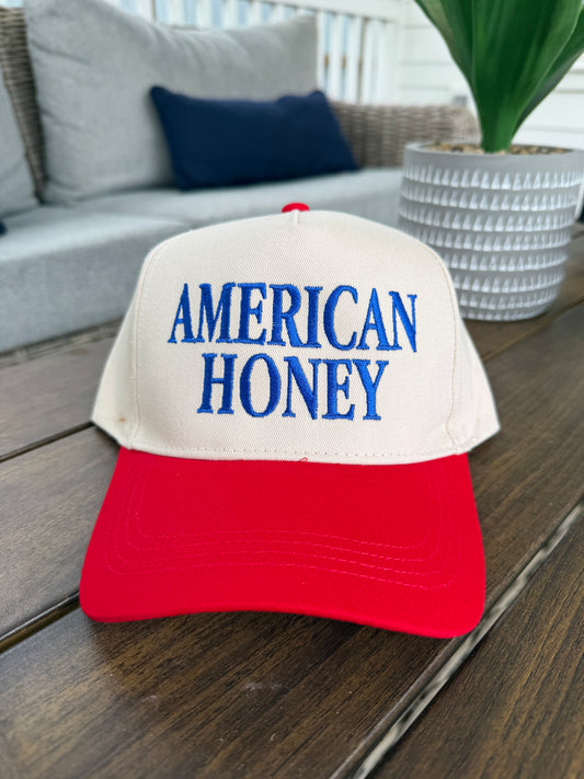 "AMERICAN HONEY" Embroidered Two Tone Baseball Cap